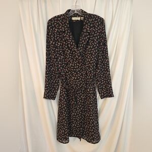 Chaus Black Floral Long Sleeve Casual Workwear  Dress Size 8